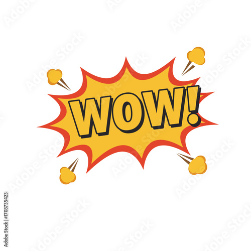 Comic book style 'WOW!' speech bubble illustration with a burst effect, exclamatory design