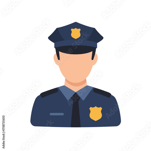 Police Officer Illustration - Uniformed Law Enforcement Professional Portrait Icon