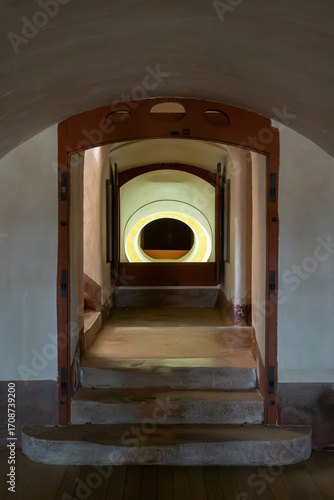 Architectural detail of interior wall and ceiling decorations
