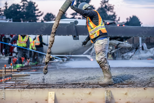 Concrete Pour Process on a Construction Site
