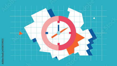 A modern icon with a no smoking sign and a clock, illustrating a target concept for a time-sensitive business design