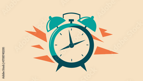 A vector illustration of a retro alarm clock with a ringing bell for waking up in the morning