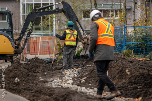 Landscaping Worker on a Construction Site