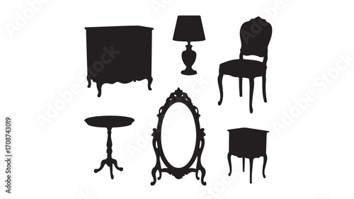 Furniture silhouette vector art for interior design and home decor projects and creative design needs