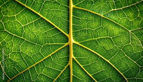 Close-up of a vibrant green leaf's intricate vein network
