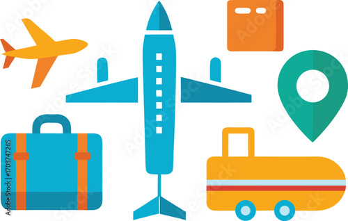 Vector airplane travel icons pack illustration scalable eps for global use