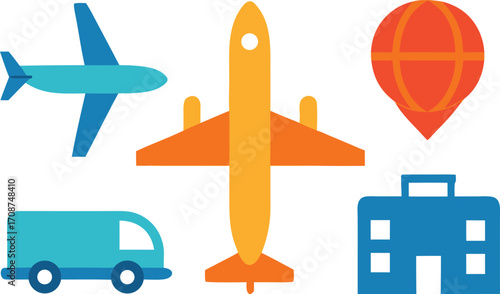 Airplane and travel icons pack vector illustration scalable eps for digital and print use