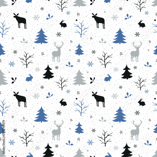 Canvas Print Winter Forest Seamless Pattern