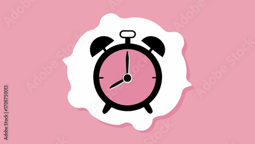 A retro vector illustration of a funny cartoon alarm clock with a ringing bell, reminding you that time is ticking