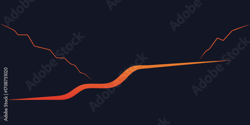 Minimalist Glowing Canyon Line in Dark Vector Illustration