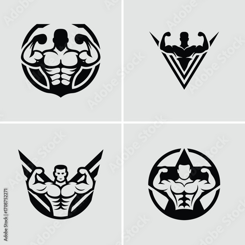 Illustration of a muscular arm flexing in a black and white style graphic art. Vector illustration