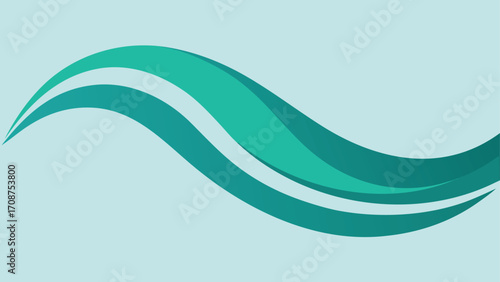 Flowing Teal and Green Waves on Light Blue Background Abstract teal wave on transparent background