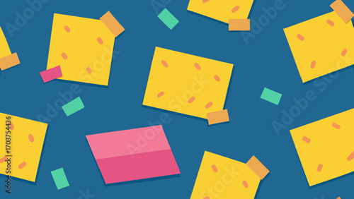 Abstract sticky notes and colorful post-it reminders on a grunge paper background