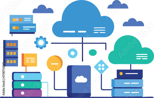 Cloud computing server data storage network vector illustration scalable eps icon technology