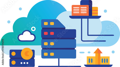 Cloud computing data storage server illustration vector scalable eps icon technology