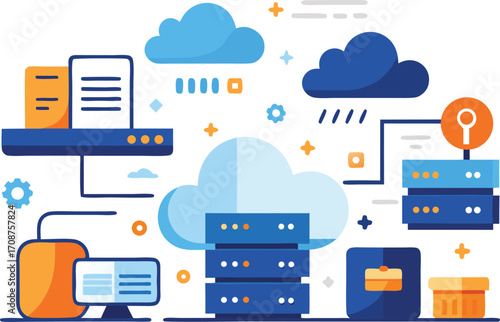 Cloud computing server data storage network vector illustration scalable eps icon for general platforms