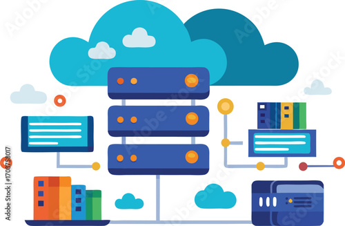 Cloud computing server data storage network infrastructure vector illustration eps scalable icon technology