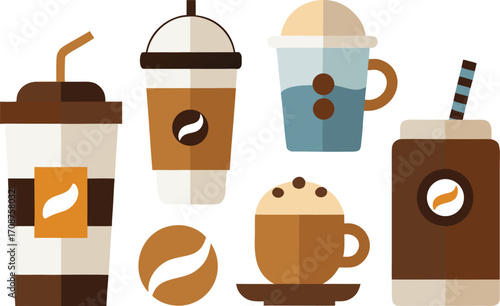 Vector illustration collection of various coffee drinks and beverages for your design needs