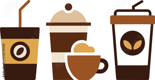 Collection of coffee drinks vector illustration scalable eps icons for beverage design