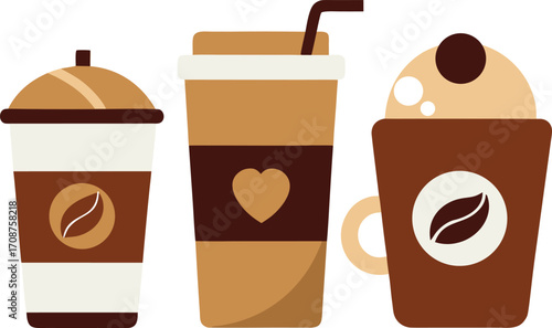Collection of delicious coffee drinks vector illustration scalable eps for your designs