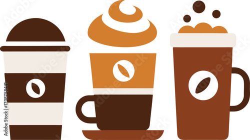 Detailed vector illustration of a coffee drinks collection for graphic design