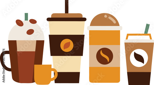 Vector collection of delicious coffee drinks for your design needs scalable eps format