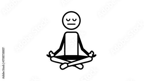 Stick figure meditating in lotus position with a neutral expression.