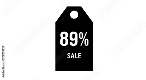 A bold black tag prominently displays an enticing 89% sale offer, beckoning shoppers with its minimalist design. vector illustration