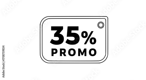 A promotional sign advertises a 35% discount, with a minimalist and clean design, perfect for a variety of commercial applications. vector illustration