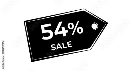 A striking 54% sale tag is displayed in a simple and elegant fashion, conveying significant savings with a contemporary and eye-catching design. vector illustration