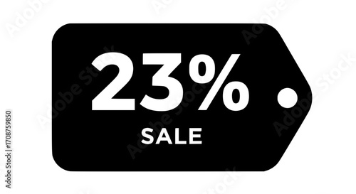 A stark, bold price tag declares a substantial 23% discount. It’s a powerful, uncluttered design for eye-catching sales.  vector illustration