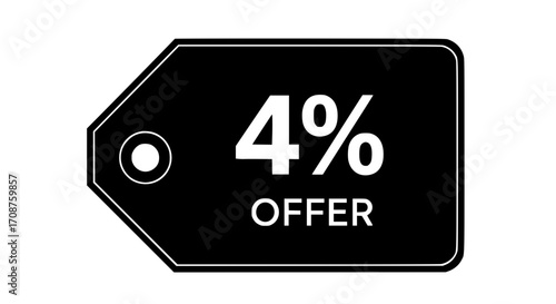 A compelling promotion featuring a bold, black tag boldly displaying the enticing 4% OFF offer. a sharp design that instantly captures attention. vector illustration