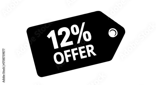 A striking graphic of a 12% offer on a price tag that instantly captures attention and conveys value, offering a clear and concise message about savings. vector illustration