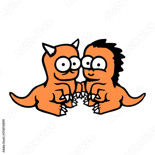 2 Dino Monster Aliens Crazy Weird Dinosaur Team