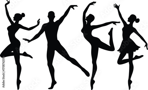 Dynamic dance silhouettes vector collection scalable ballet poses eps illustration set