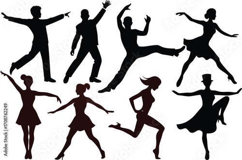 Dynamic dance silhouettes collection vector illustrations for scalable graphic design projects