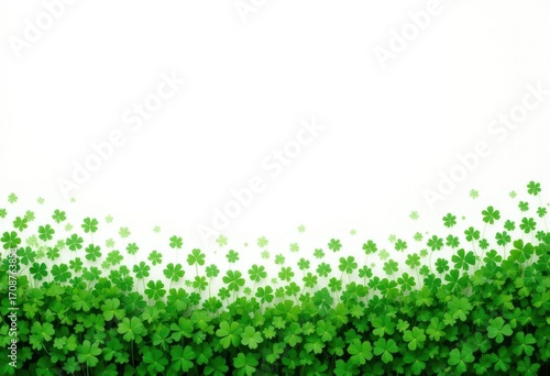 Green Shamrock Pattern  Versatile Design Element on White