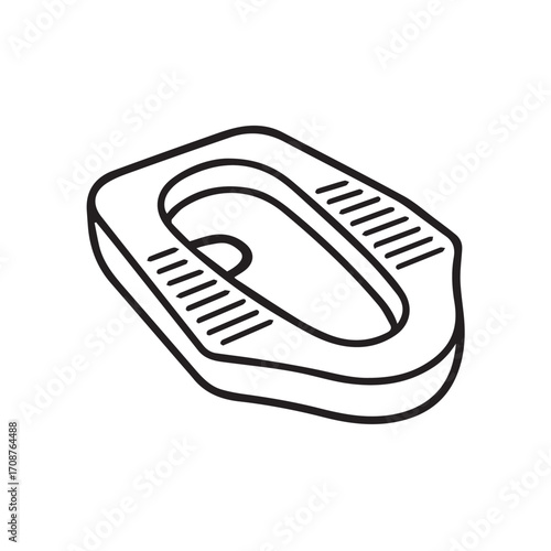 Minimalist vector art depicts a sitting closet, designed in black and white with solid black outlines, highlighting functional design, storage, and elegance.