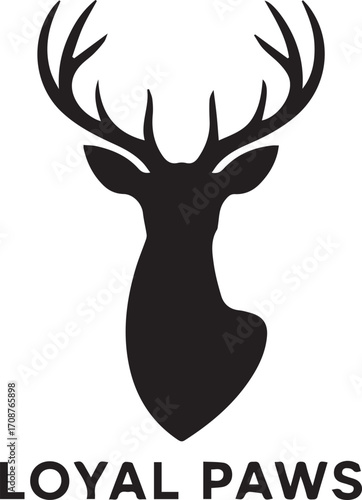 Loyal Paws Logo Depicting a Black Silhouette of a Deer