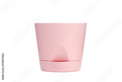 Pink flower pot isolated on white background.