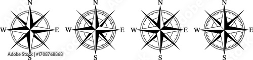 Compass Rose Array: A graphic arrangement featuring compass roses, their intricate designs pointing towards the cardinal directions, conveying a sense of orientation and exploration.