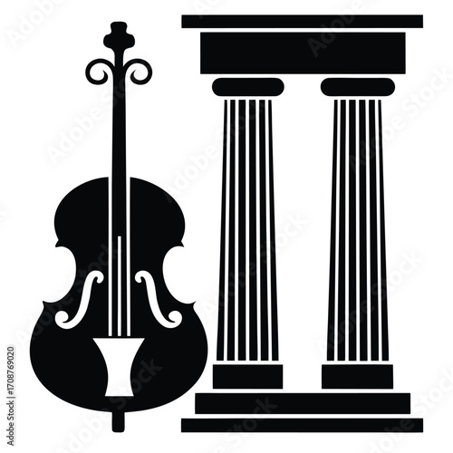 classical column   violin combo vector icon