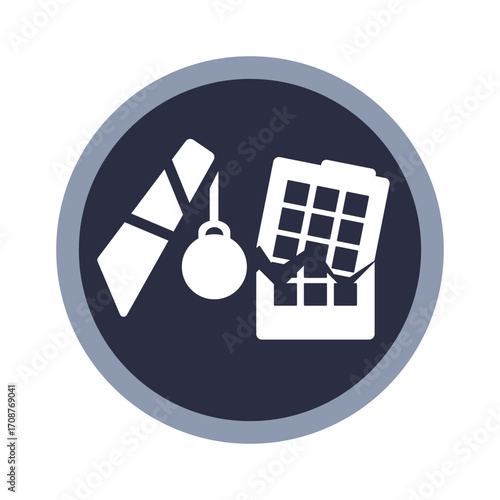 Flat vector icon showing broken building with wrecking ball, symbolizing bankruptcy, crisis, financial collapse, and business failure.