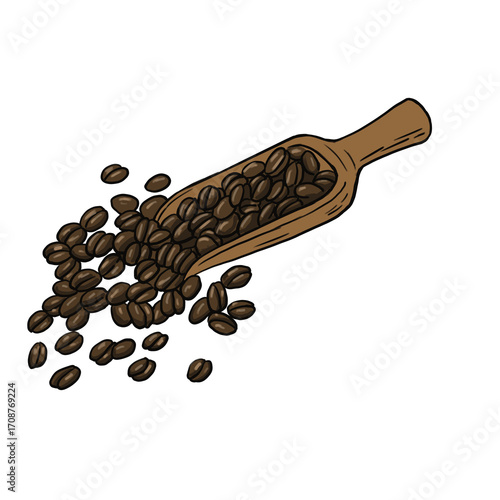 Coffee beans and scoop