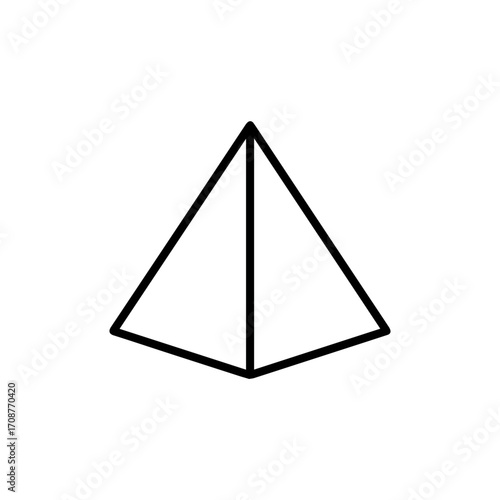 Minimalist Black and White Vector Icon of a Tetrahedron – Symbol of Structure, Balance, and Dimensional Clarity