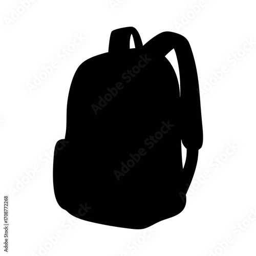 Black backpack silhouette vector image for school travel hiking and outdoor activities equipment bag design