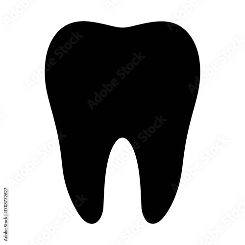Isolated black tooth vector art for dental health oral hygiene and dentistry related concepts design