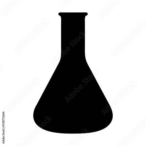 Black silhouette of erlenmeyer flask vector illustration for science lab equipment and chemistry