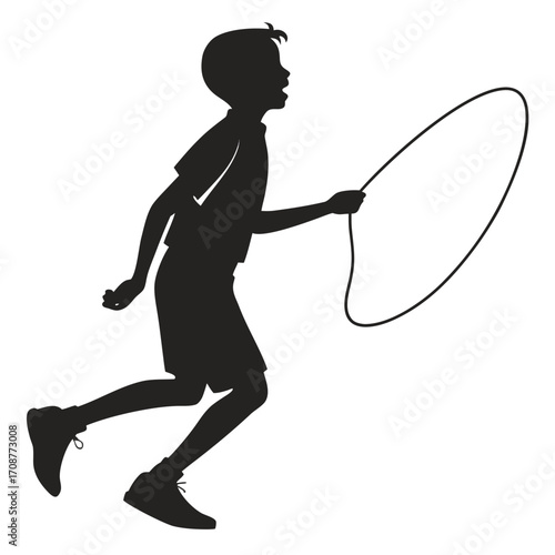 Boy jumping rope fast