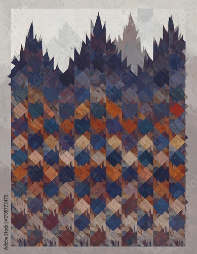 Abstract geometric pattern of layered shapes